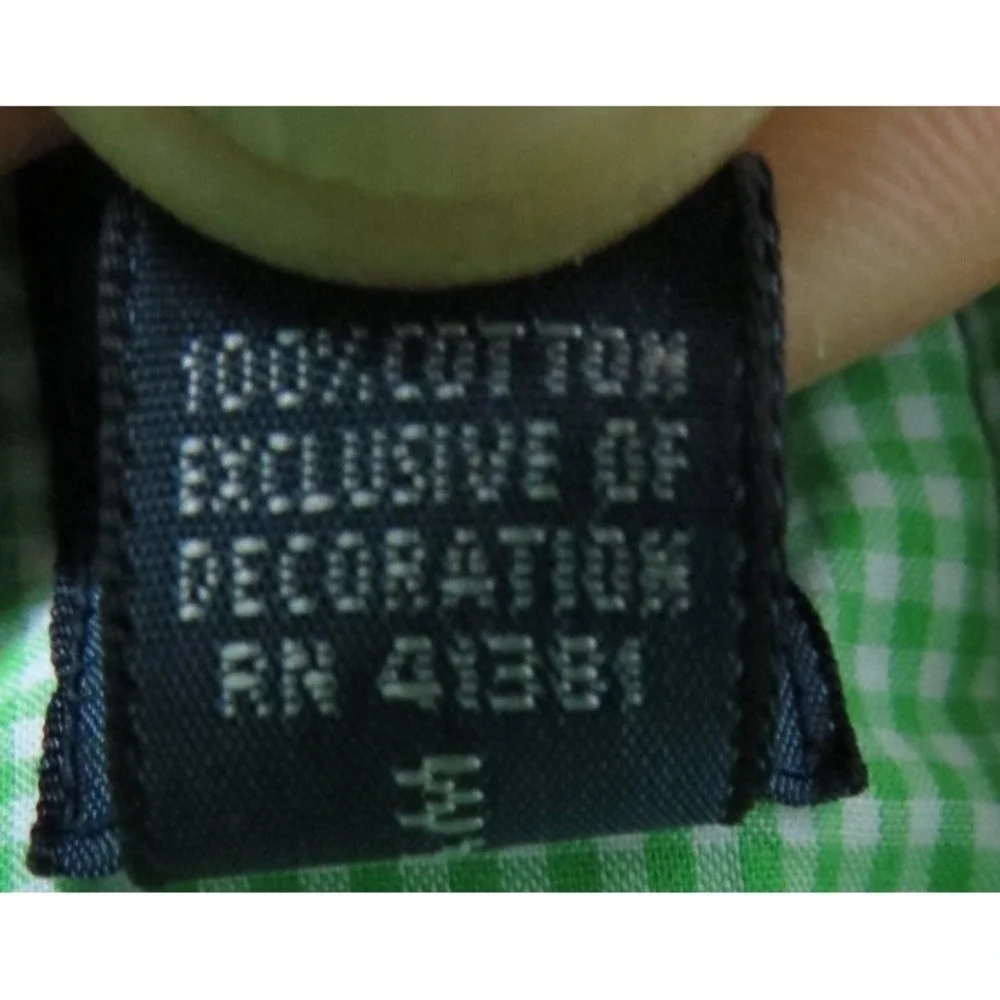 Polo Ralph Lauren Shirt Men L Green White Gingham Check Custom Fit Orange Pony